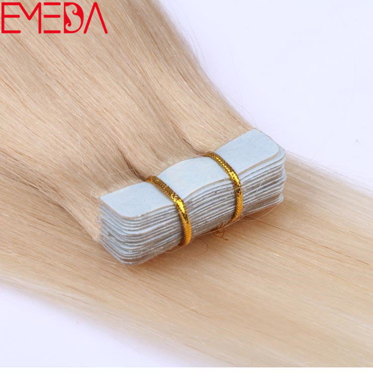 White blonde color 60 virgin cuticle tape human hair extensions suppliers EMEDA yj275